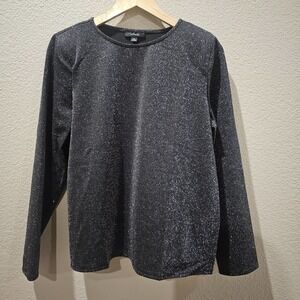 Womens Alfani metallic threadedtop, deep black. NWT, PETITE L